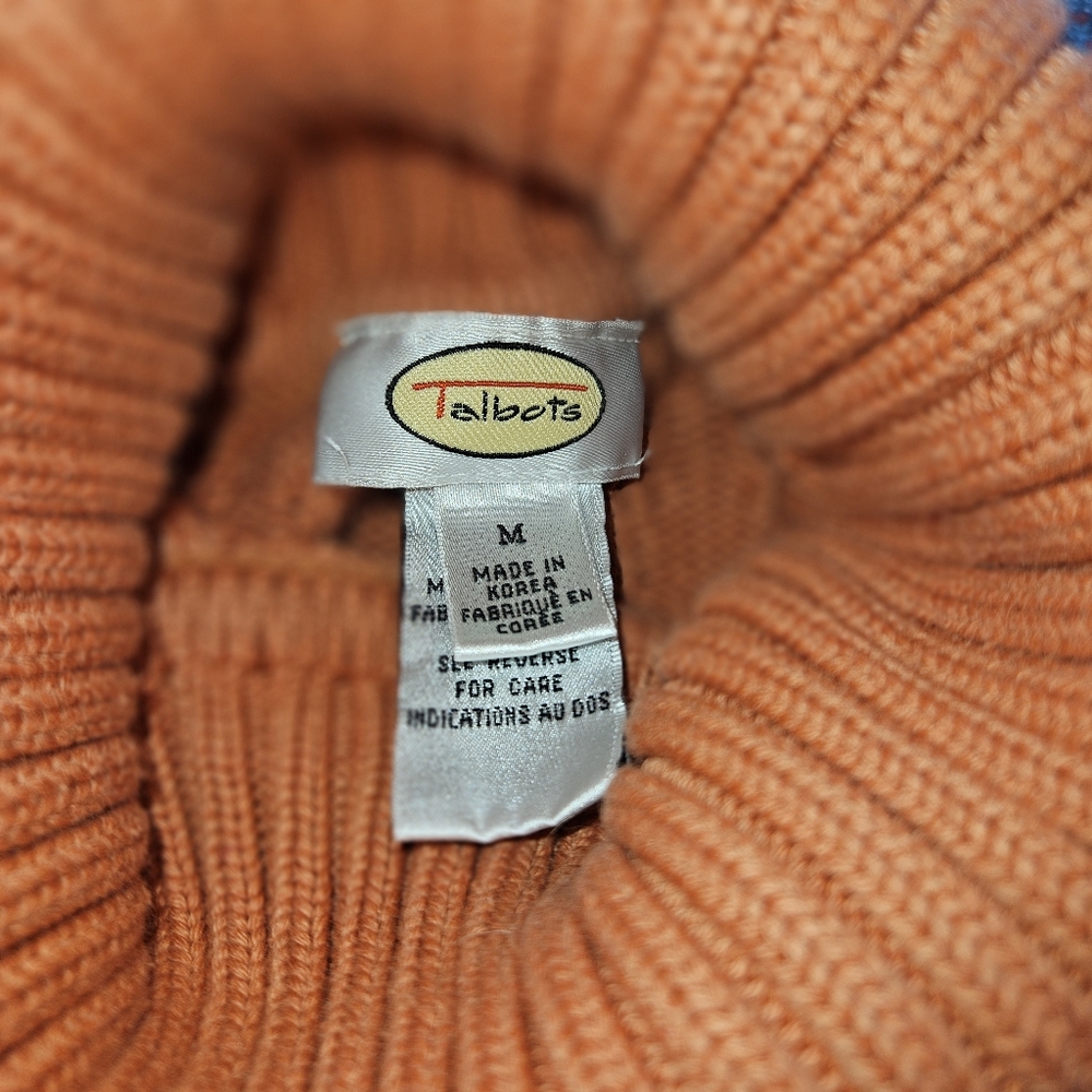 Talbots Sweater Medium 100% Cotton Vintage Cable Knit Pale Rust - Picture 4 of 8